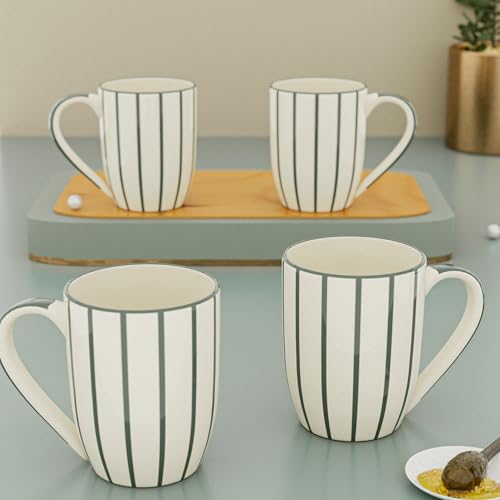 The Earth Store Classic Grey Stripe Coffee Mug - 400ml Each Capacity, Microwave and Dishwasher Safe, Ceramic Coffee Mug for Home, Office & Every Occasion (Set of 4) (B0DCW3MNY1) Amazon Price History, Amazon Price Tracker