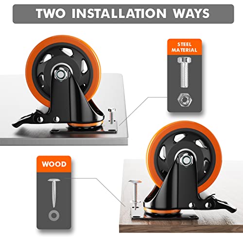 image for YUPEZOP 4 Inch Caster Wheels, Casters Set of 4, Heavy Duty Casters wit