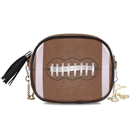 ALAZA Women's American Football Close Up with White Laces PU Leather Crossbody Bag Shoulder Purse with Tassel