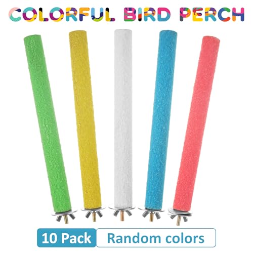 Image of 10 PCS Bird Perch Parrot Stand Wood Parrot Perch Stand Platform Natural Paw Grinding Stick Bird Cage Accessories for Budgies Cockatiels Cockatoo Conure Parakeet