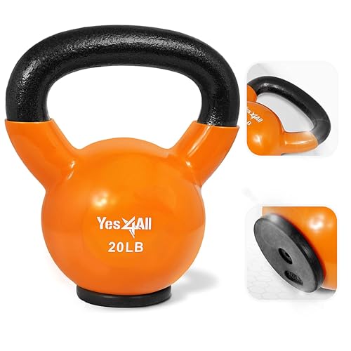 Yes4All Kettlebells Rubber Base, Kettlebell Set for Women, Strength Training Kettlebells Weights (10-65 lbs)