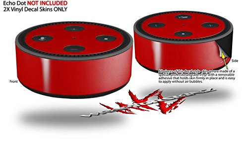 Skin Wrap Decal Set 2 Pack for Amazon Echo Dot 2 - Solids Collection Red (2nd Generation ONLY - Echo NOT Included)