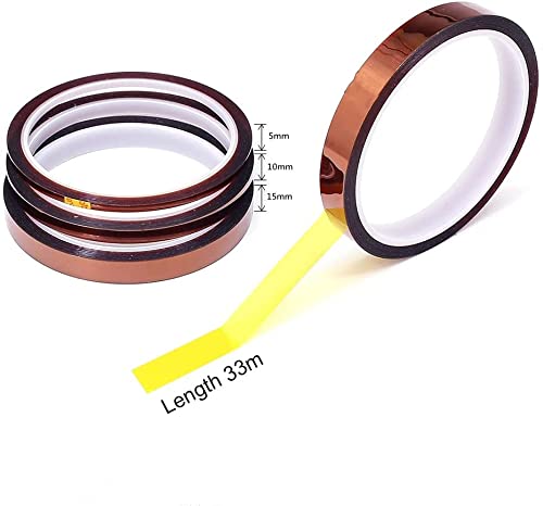 Bessy shop 3 Rolls of Kapton tapeHitzebeständiges Klebeband Kapton Tape HohenTemperaturen Klebeband Polyimid Elektronik Isolierband