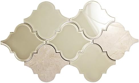 Clover Arabesque Crema - Moroccan Beige Mosaic Glass and Stone Tile - Perfect for Backsplashes in Kitchen and Bathroom, Walls (4 x 6 Inch Sample)