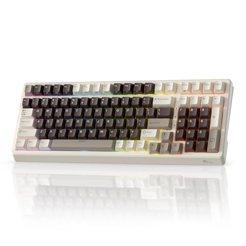 RK ROYAL KLUDGE Clavier mécanique F99, RVB, 2,4 GHz/BT/câble, interrupteur crème, gris moka RK ROYAL KLUDGE Clavier mécanique F99, RVB, 2,4 GHz/BT/câble, interrupteur crème, gris moka