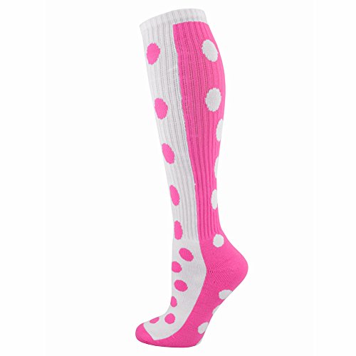 Red Lion Adult Half-N-Half Dots All Sport Socks -Pink / White-Medium