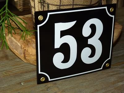 Numéro de maison émail 18x15 cm noir 53 pour embellir votre entrée