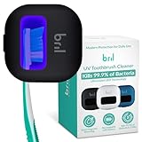Bril UV-C Toothbrush Sanitizer and Holder, Portable Cleaner, Travel Cover, Magnetic Holder, and Rechargeable Case for Any Size Toothbrush, Black