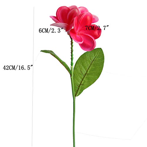 5Pcs Pu Real Touch Lifelike Artificial Plumeria Frangipani Flower Stems Wedding Home Party Spring Flowers Decoration (Rose Red) #TOP1