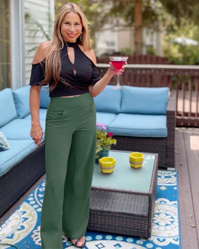 Image of Promover Wide Leg Pants for Woman Yoga Pants with Pockets Stretch