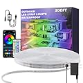 Aclorol 200FT Outdoor RGB LED Strip Lights Waterproof IP68 Flexible 24V LED Light Strip with Remote APP Control Music Sync Rope Light with Self-Adhesive Back for Deck Pool Gaming Room (60M/1 Roll)