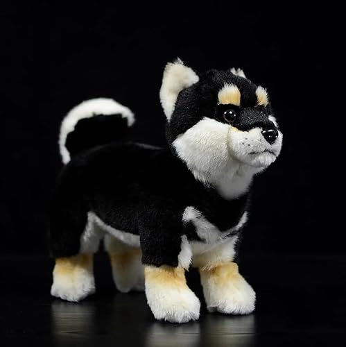 FIASHCN Lifelike Standing France Bulldog Chihuahua Plush Toys Soft Simulation Shiba Inu Dog Stuffed Animal Doll Kids Gift 25cm Black Shiba Inu