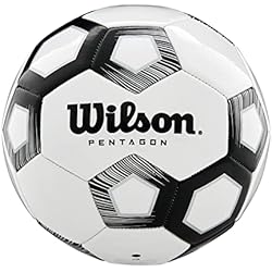 Wilson WTE8527XB04 Balón de Fútbol, Pentagon, Tamaño 4, Diseño de 30 Paneles, Acolchado de Pvc, Blanco/Negro