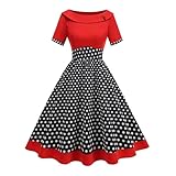 1950s Dresses for Women Red and Black Polka Dot Dress Retro Short Sleeve Swing A Line Audrey Hepbur Tea Party Church Cocktail Dresses Vestidos Vintage para Mujer 1950 Red Polka Dots L