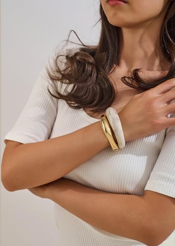 Chunky Bangles Bracelets for Women Cuff Dainty Acrylic Gold Wide Minimalist Jewelry Statement Colorful Resin Bangles for Party or Gifts Style-1 — view 4