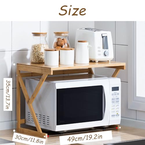 Étagère micro-ondes en bois de qualité supérieure à 2 niveaux - 3