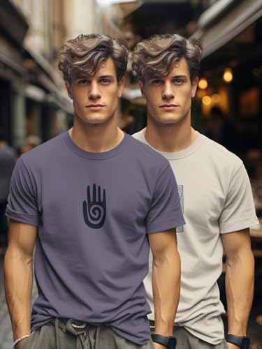 Image of BULLMER Trendy Printed Cotton Blend Crew Neck /Round Neck Half Sleeve Tshirt for Men- Pack of 2