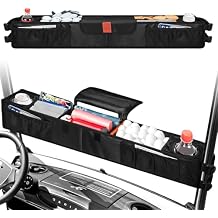 Golf Cart Storage Baskets, No Drilling Front Golf Cart Organizer, Foldable Golf Cart Organizer Compatible with Ezgo, Club Car, Kandi Golf Carts Accessories, Insulated Cup Holder