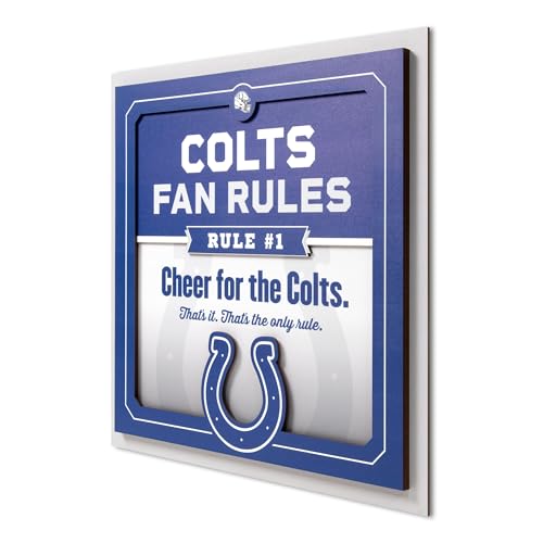 YouTheFan Officially-licensed NFL Indianapolis Colts Fan Rules Wall Art, multiple layers, humorous team artwork sports fan motto, showcases funny rules, indoor decor