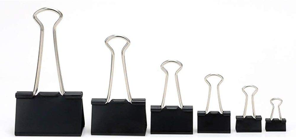 ETomey Binder-Clips, Bulldog-Clips, Foldback-Clips, Büroklammern, Bulldog-Clips, Metallscharnier-Clip, schwarzer Binder for Fotos, Heimbürobedarf (Größe: 50 mm x 24 Stück) (Size : 50mm*24 pcs)