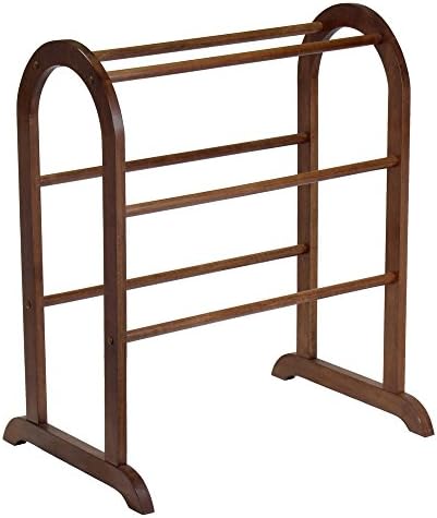 Contemporary Home Living 30” Antique Walnut Finished Quilt Rack with Six Long Rods