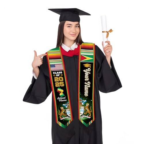 MAPrints Custom Guyana Graduation Stole 2025, Guyana Graduation Sash, Guyanese Graduation Sash, Guyana Flag Graduation Stole (GAN 1)