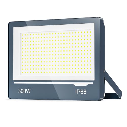 TOPAUBUB LED Strahler Außen 300W 30000LM 1 Stücke - Superhell LED Scheinwerfer Fluter Außen 6500K Kaltweiss Flutlichtstrahler IP66 Wasserdicht Aussenstrahler Hofbeleuchtung für Garten