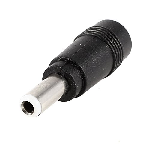 Ruilogod 5.5mm x 2.5mm Conector macho a 5,5 mm x 2.1mm Jack hembra DC Adaptador de corriente Negro