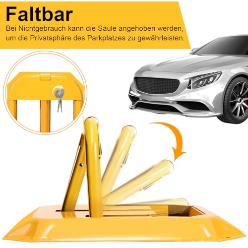 Miniatura 5 de Sonnewelt Barrera De Parking Plegable 4 Piezas, Bloqueos De Aparcamiento De Acero Con Llaves, Topes Plegables Hasta 5000 Kg, Para Garaje Entrada