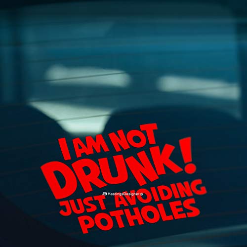 HastingsDesigner I AM NOT DRUNK JUST AVOIDING POTHOLES Funny Car Van Window Bumper Vinyl Decal Sticker (Red)