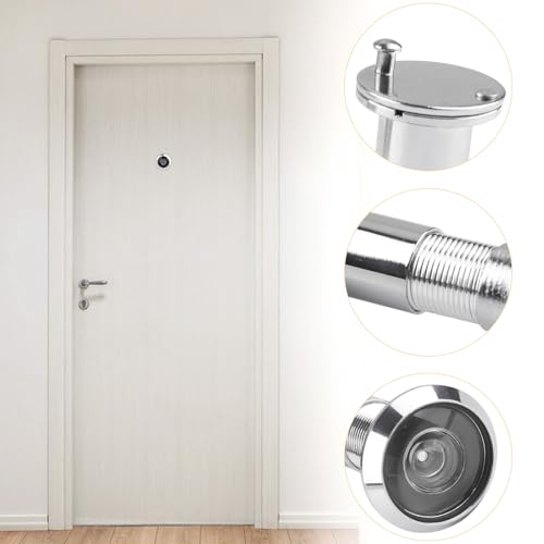 XIAQICA Türspion mit Sichtschutz 200° Weitwinkel Optische Glaslinsen Türspione mit Bohrer - Bohrloch Ø 16mm - Zinklegierung Spion Einstellbare Länge Spio für 35-60mm Dicke Türen (Silber)