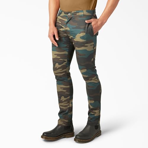 Dickies Skinny Fit Work Pants, Hunter Green CAMO, 32 30 - image 3