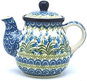 Polish Pottery Gooseneck Teapot - 20 oz. - Blue Bells
