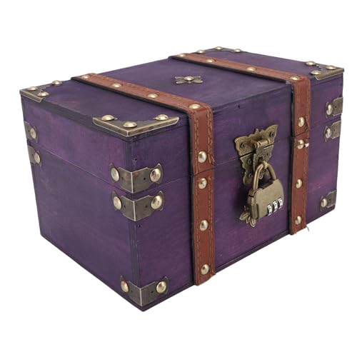 aqxreight Vintage Wooden Treasure Chest Box with Lock for Jewelry Storage with Antique Design by aqxreight - Image 8