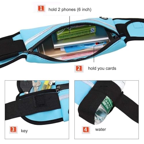 Image of Running Belt with Water Bottle Pocket, Waist Bag with Adjustable Straps for Men and Women, Fits 6.5 inches Smartphones, Running Hiking Climbing Waist Pack