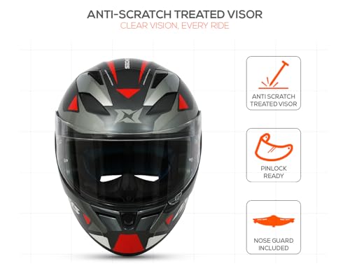 Image of Axxis Segment by MT Group, Seek Full Face Helmet | ISI & DOT Certified | Anti-Scratch Treated Visor | Lightweight Polycarbonate Shell | Enhanced Ventilation for Daily Riding