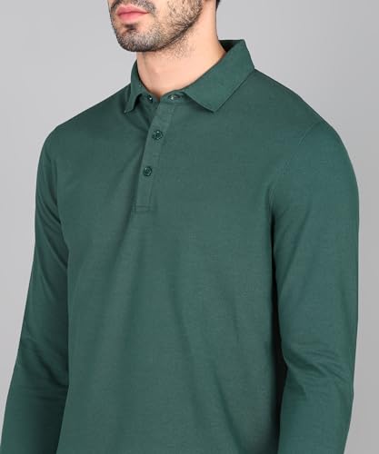Image of Alan Jones Clothing Men's Cotton Regular Fit Solid Full Sleeves Polo T-Shirt