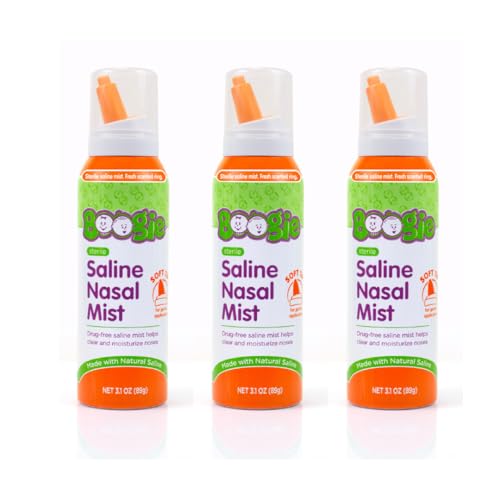 Boogie Saline Nasal Spray Mist for Baby and Kids, Allergy Relief, Nasal Decongestant, Made with Saline, Fresh, 3.1 Ounce (Pack of 3)