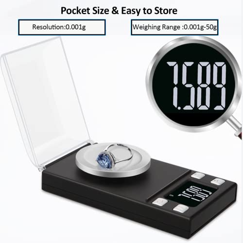 Skeap Digital Milligram Scale 50G/ 0.001G, Portable Jewelry Scale With Lcd Backlit, Tare, Powder Scale, Micro Scale For Powder Medicine, Gold, Gem, Reloading,Black #TOP1