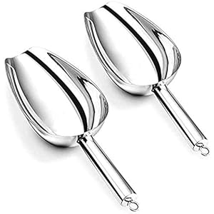 2 Pcs Edelstahl-Eis-Schaufel Schaufel,Eisschaufel Abwiegeschaufel Eisschaufel Haushalts Mehlschaufel Edelstahl Klein Mehlschaufel Futterschaufel Für Eismaschine, Mehl, Pommes, Küche, Bar