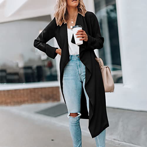 Womens Solid Color Jacket Adults Long Sleeve Lapel Trench Mid Length Coat Casual World of Dance Windbreaker2