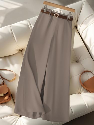Image of KERI PERRY Trousers for Woman Pants Women's Formal Office Korean | Black Track Pant Beige| Straight | Cotton Spandex Stretchable Trouser | High-Waisted Bottom Wear