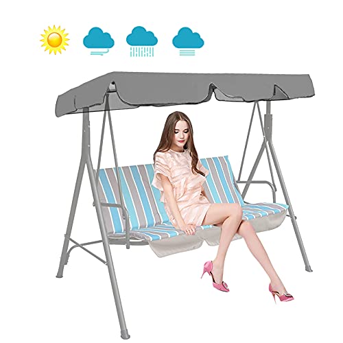 Ersatzdach Gartenschaukel Universal Hollywoodschaukel 2/3 Sitzer Wasserdicht Ersatz Bezug Sonnendach Schaukel Dach Schaukelüberdachung,Grau,164x114x15cm/65x45x6'' Cover
