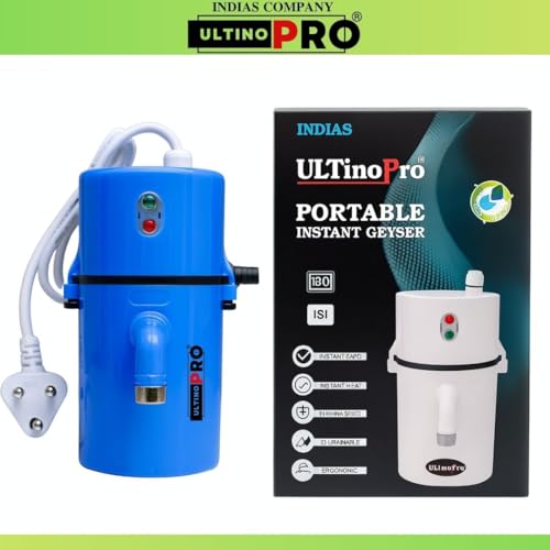 Image of ULTINO-PRO Brand) UNLIMITED WATER RUN Instant Electric Water Geyser, Portable Geyser, Mini Geyser, ABS Body- Shock Proof, Electric Saving, Replacement Warranty (BLUE)