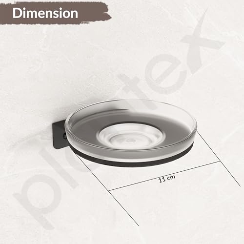Image of Plantex Single Soap Dish /Stainless Steel Glass Soap Holder /Case /Stand /Soap Bar for Kitchen /Bathroom Accessories - Pack of 1 (Black)