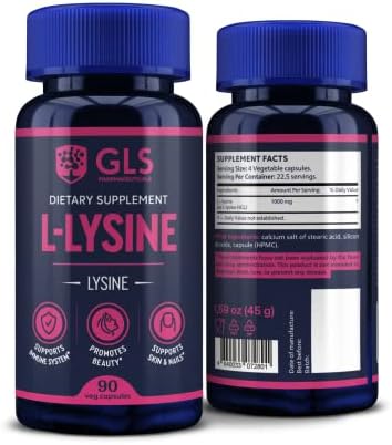 L-Lysine 1000MG Capsules - L Lysine Amino Acids Supplement for Immune System & Beauty - Supports Skin, Muscle & Joint Wellness - Non-GMO & Gluten-Free