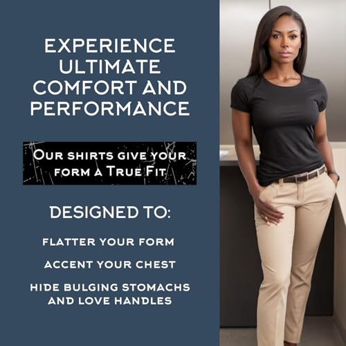 Womens-Bamboo-Rayon-T-ShirtBreathable-Ultra-Soft-Form-Flattering-Fit-Midsection-ConcealingBlack