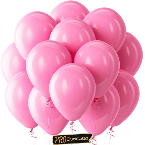 Image of Bezente Pro Duralatex Pink Extra-Thick Balloons 100 Pack 12 inch | Pink Balloons for Long-Lasting Professional Party Decorations, Large Birthday Wedding Gender Reveal Baby Shower