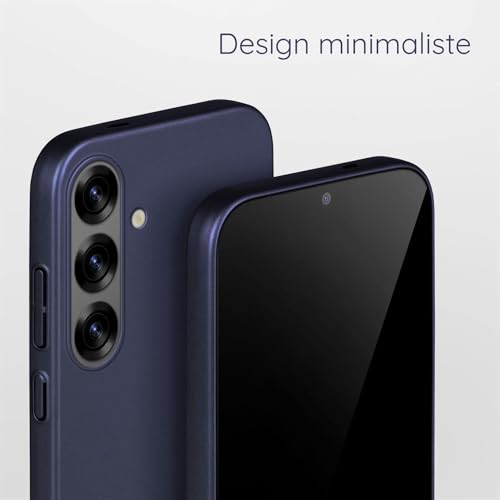 Coque Samsung Galaxy S25 Plus bleu métallique ultra fine rigide moex Alpha