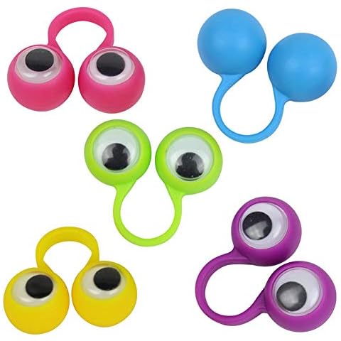 Austinstore 10Pcs Eyes Finger Puppet Eyeballs Ring Toy Googly Eyeball Ring for Kids Party Toy Random Color Cover